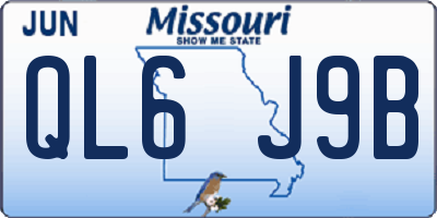 MO license plate QL6J9B