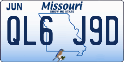 MO license plate QL6J9D