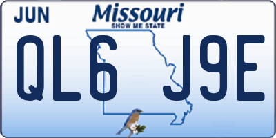 MO license plate QL6J9E