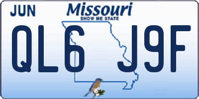 MO license plate QL6J9F