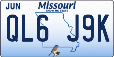 MO license plate QL6J9K