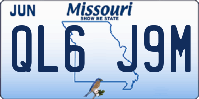 MO license plate QL6J9M