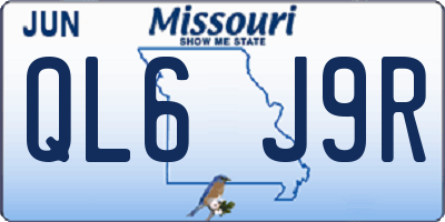 MO license plate QL6J9R
