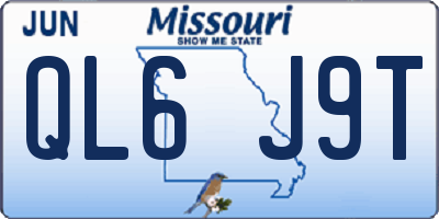 MO license plate QL6J9T
