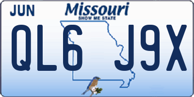 MO license plate QL6J9X