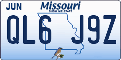 MO license plate QL6J9Z