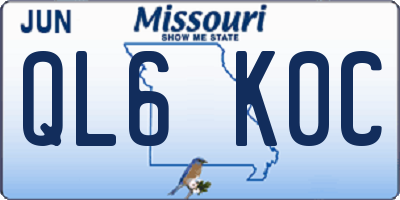 MO license plate QL6K0C