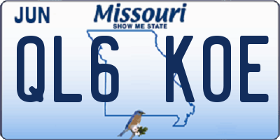 MO license plate QL6K0E