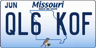 MO license plate QL6K0F