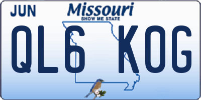 MO license plate QL6K0G