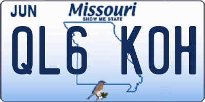 MO license plate QL6K0H
