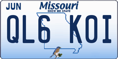 MO license plate QL6K0I