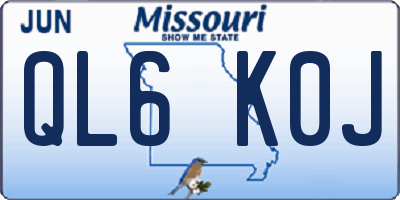 MO license plate QL6K0J