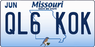 MO license plate QL6K0K