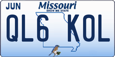 MO license plate QL6K0L