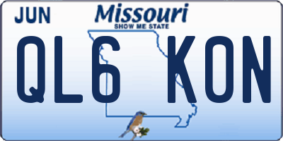 MO license plate QL6K0N