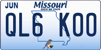 MO license plate QL6K0O