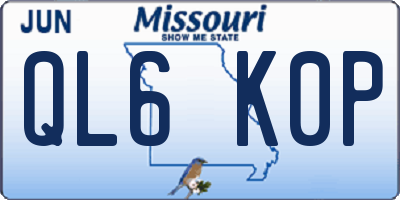 MO license plate QL6K0P