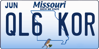 MO license plate QL6K0R