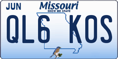 MO license plate QL6K0S