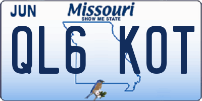 MO license plate QL6K0T
