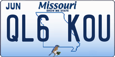 MO license plate QL6K0U