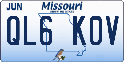 MO license plate QL6K0V