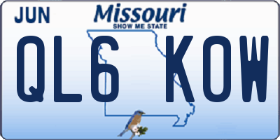 MO license plate QL6K0W