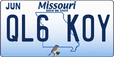 MO license plate QL6K0Y