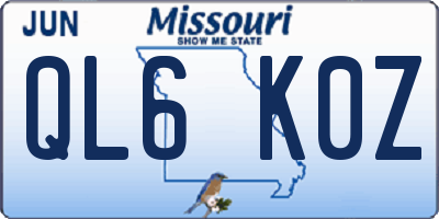 MO license plate QL6K0Z