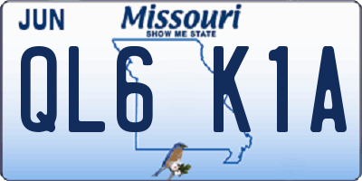 MO license plate QL6K1A