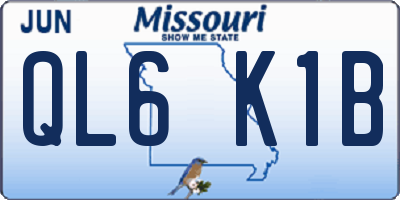 MO license plate QL6K1B