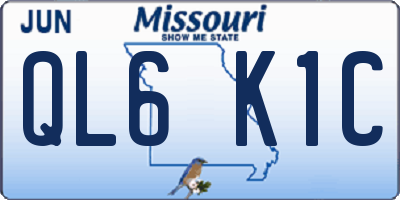 MO license plate QL6K1C