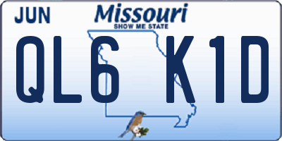 MO license plate QL6K1D