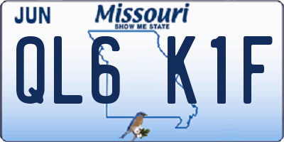 MO license plate QL6K1F