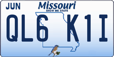 MO license plate QL6K1I