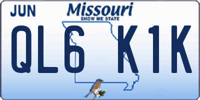 MO license plate QL6K1K