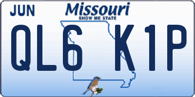 MO license plate QL6K1P