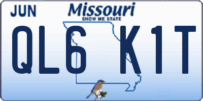 MO license plate QL6K1T