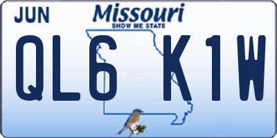 MO license plate QL6K1W