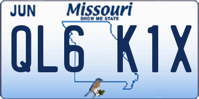 MO license plate QL6K1X
