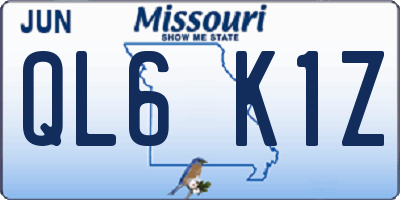 MO license plate QL6K1Z