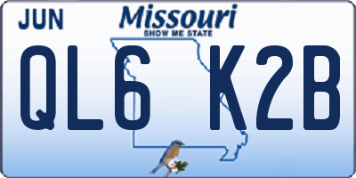 MO license plate QL6K2B