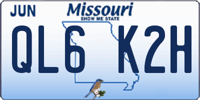 MO license plate QL6K2H