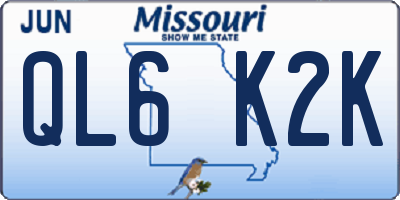 MO license plate QL6K2K