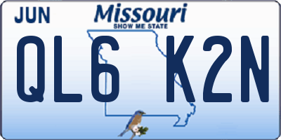 MO license plate QL6K2N