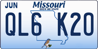 MO license plate QL6K2O