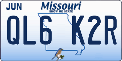 MO license plate QL6K2R