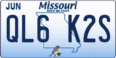 MO license plate QL6K2S