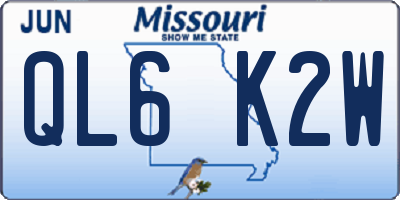 MO license plate QL6K2W